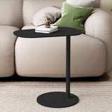 Modern Minimalist Round Wrought Iron End Table - 1-Tier Living Room Side Table