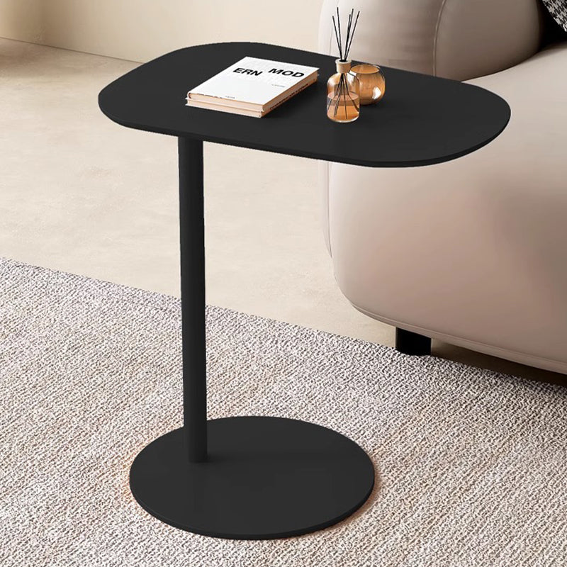Modern Minimalist Round Wrought Iron End Table - 1-Tier Living Room Side Table