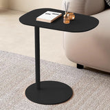 Modern Minimalist Round Wrought Iron End Table - 1-Tier Living Room Side Table