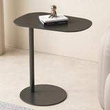 Modern Minimalist Round Wrought Iron End Table - 1-Tier Living Room Side Table