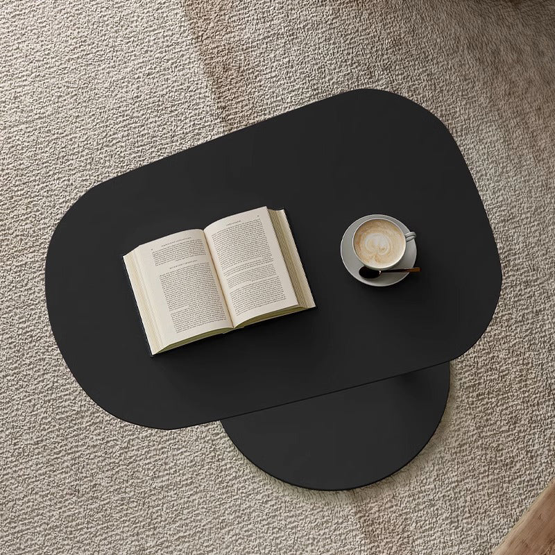 Modern Minimalist Round Wrought Iron End Table - 1-Tier Living Room Side Table