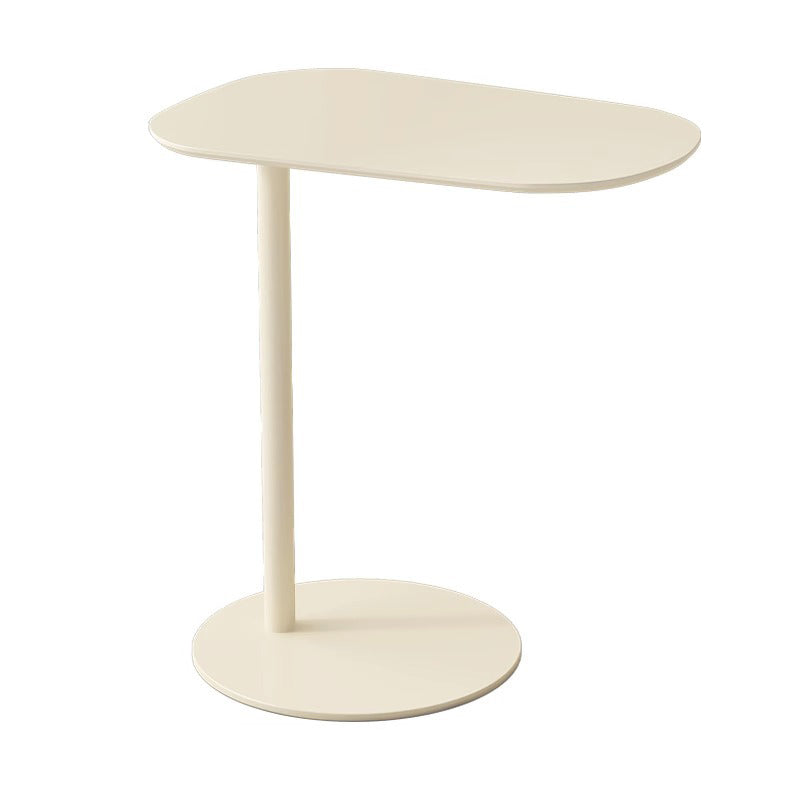 Modern Minimalist Round Wrought Iron End Table - 1-Tier Living Room Side Table
