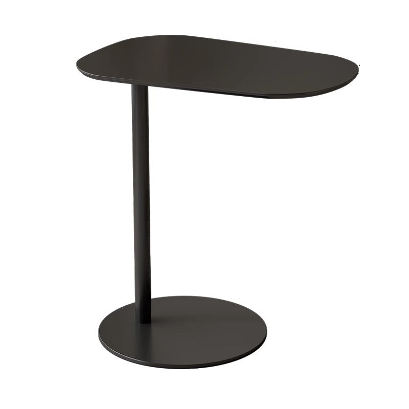 Modern Minimalist Round Wrought Iron End Table - 1-Tier Living Room Side Table