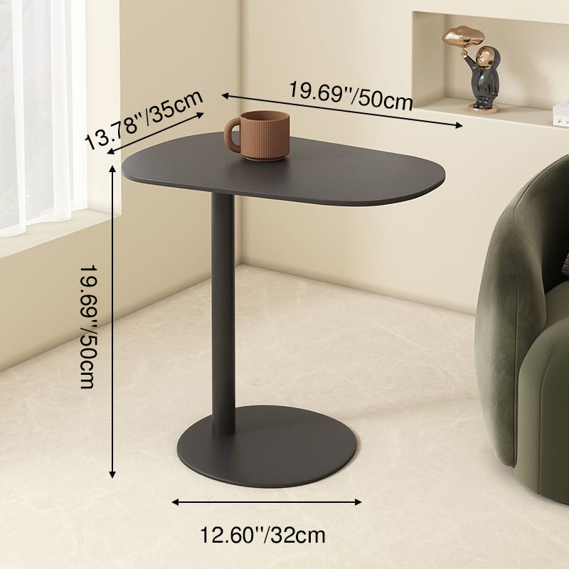 Modern Minimalist Round Wrought Iron End Table - 1-Tier Living Room Side Table