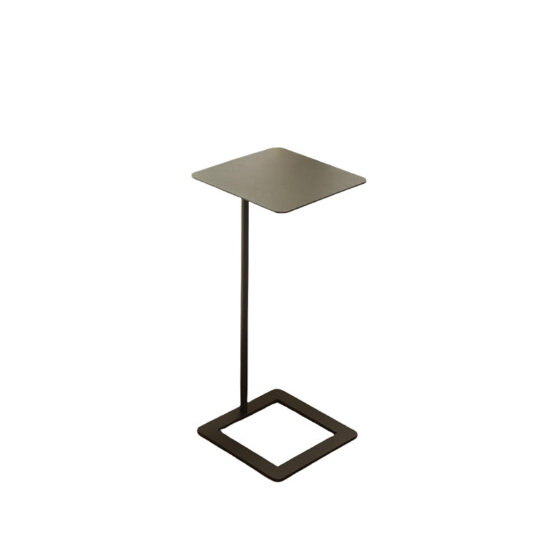 Modern Minimalist Square Wrought Iron Side Table with Rounded Corners, 1-Tier for Living Room