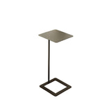Modern Minimalist Square Wrought Iron Side Table with Rounded Corners, 1-Tier for Living Room