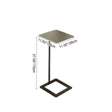 Modern Minimalist Square Wrought Iron Side Table with Rounded Corners, 1-Tier for Living Room