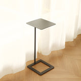 Modern Minimalist Square Wrought Iron Side Table with Rounded Corners, 1-Tier for Living Room