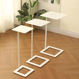 Modern Minimalist Square Wrought Iron Side Table with Rounded Corners, 1-Tier for Living Room