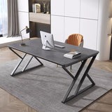 Premium Stone Slab-Top Desk with Carbon Steel Frame — Modern Minimalist Rectangular Office Desk for Home Office