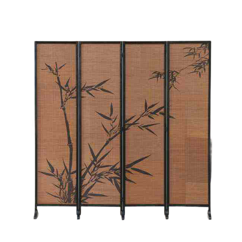 Traditional Chinese-Style Rectangular Bamboo Room Divider in Solid Wood - Bamboo Pattern Screen for Living Room