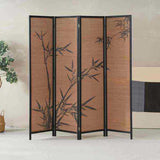 Traditional Chinese-Style Rectangular Bamboo Room Divider in Solid Wood - Bamboo Pattern Screen for Living Room