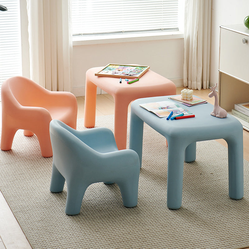 Chic Modern Minimalist Rectangular PE Kids Desk & Chair Set for Bedroom & Living Room