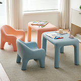 Chic Modern Minimalist Rectangular PE Kids Desk & Chair Set for Bedroom & Living Room