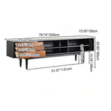 Contemporary Retro Ash Wood Plywood TV Stand – Rectangular Design with 3 Drawers & 3 Shelves for Living Room