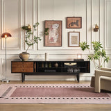 Contemporary Retro Ash Wood Plywood TV Stand – Rectangular Design with 3 Drawers & 3 Shelves for Living Room