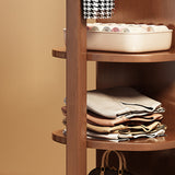Modern Minimalist Rectangular Solid-Wood Hall Tree — Rotating, Movable with Mirror and 3-Tier Storage for Bedroom & Entryways