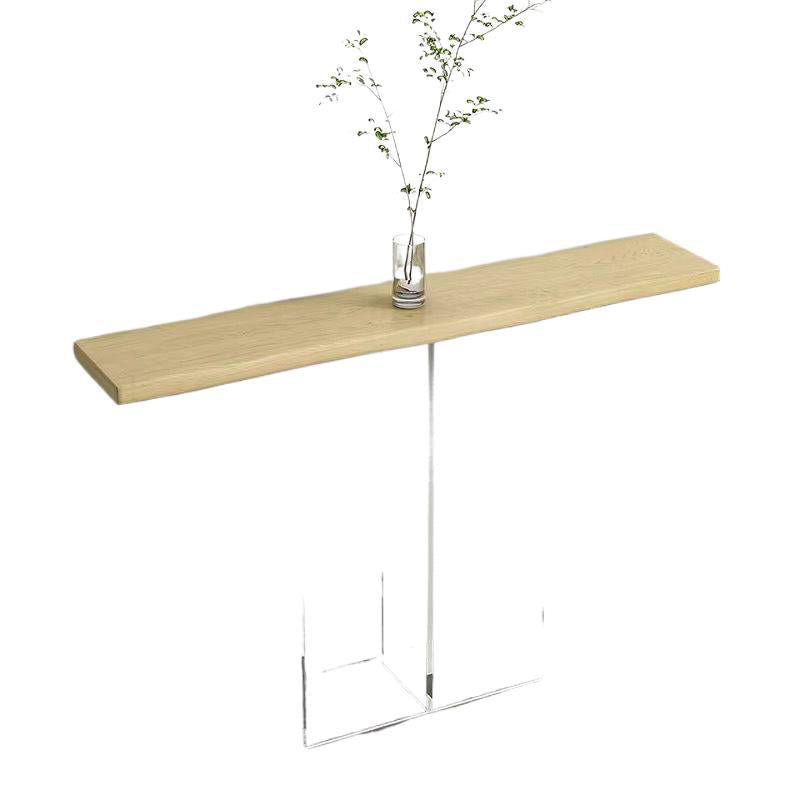 Sleek Pine Wood & Acrylic Console Table – Modern Minimalist Rectangular Entryway Table