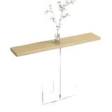 Sleek Pine Wood & Acrylic Console Table – Modern Minimalist Rectangular Entryway Table