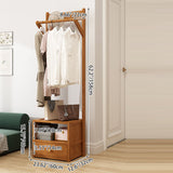 Sleek Modern Bamboo & MDF Hall Tree — Rectangular Design with 1 Cabinet and 2-Tier Storage for Bedroom & Living Room