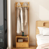 Sleek Modern Bamboo & MDF Hall Tree — Rectangular Design with 1 Cabinet and 2-Tier Storage for Bedroom & Living Room