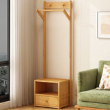 Sleek Modern Bamboo & MDF Hall Tree — Rectangular Design with 1 Cabinet and 2-Tier Storage for Bedroom & Living Room