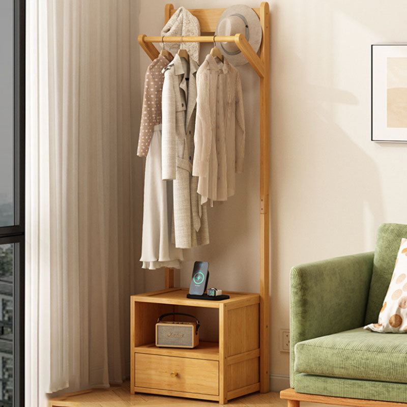 Sleek Modern Bamboo & MDF Hall Tree — Rectangular Design with 1 Cabinet and 2-Tier Storage for Bedroom & Living Room