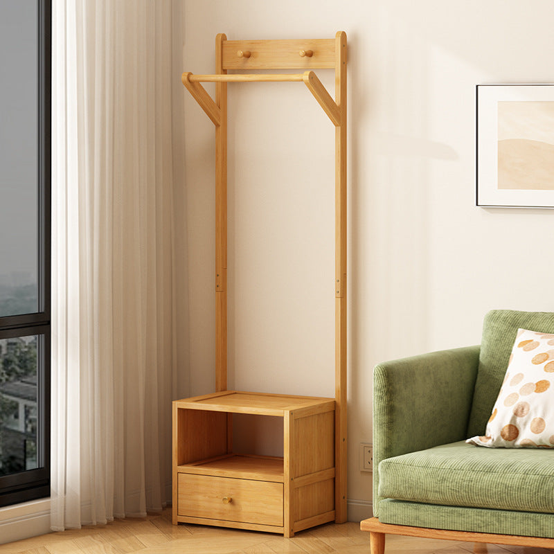 Sleek Modern Bamboo & MDF Hall Tree — Rectangular Design with 1 Cabinet and 2-Tier Storage for Bedroom & Living Room