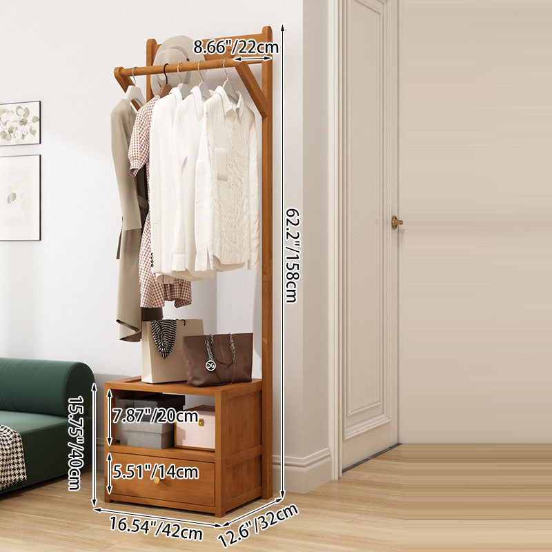 Sleek Modern Bamboo & MDF Hall Tree — Rectangular Design with 1 Cabinet and 2-Tier Storage for Bedroom & Living Room