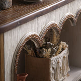 Elegant Rustic Traditional MDF Rectangular Console Table with Timeless Carvings, 3-Tier Design for Living Room