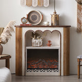 Elegant Rustic Traditional MDF Rectangular Console Table with Timeless Carvings, 3-Tier Design for Living Room