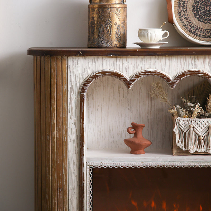 Elegant Rustic Traditional MDF Rectangular Console Table with Timeless Carvings, 3-Tier Design for Living Room