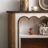 Elegant Rustic Traditional MDF Rectangular Console Table with Timeless Carvings, 3-Tier Design for Living Room