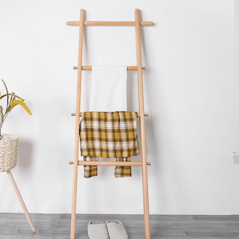 Elegant Modern Solid-Wood Ladder Hall Tree with Towel & Garment Rack – Space-Saving Organizer for Bedroom & Bathroom