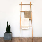 Elegant Modern Solid-Wood Ladder Hall Tree with Towel & Garment Rack – Space-Saving Organizer for Bedroom & Bathroom
