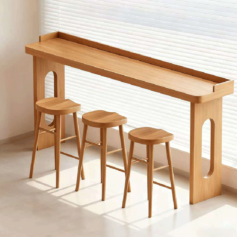 Elegant Modern Minimalist Solid Wood Rectangular Bar Table for Dining Rooms & Cafés