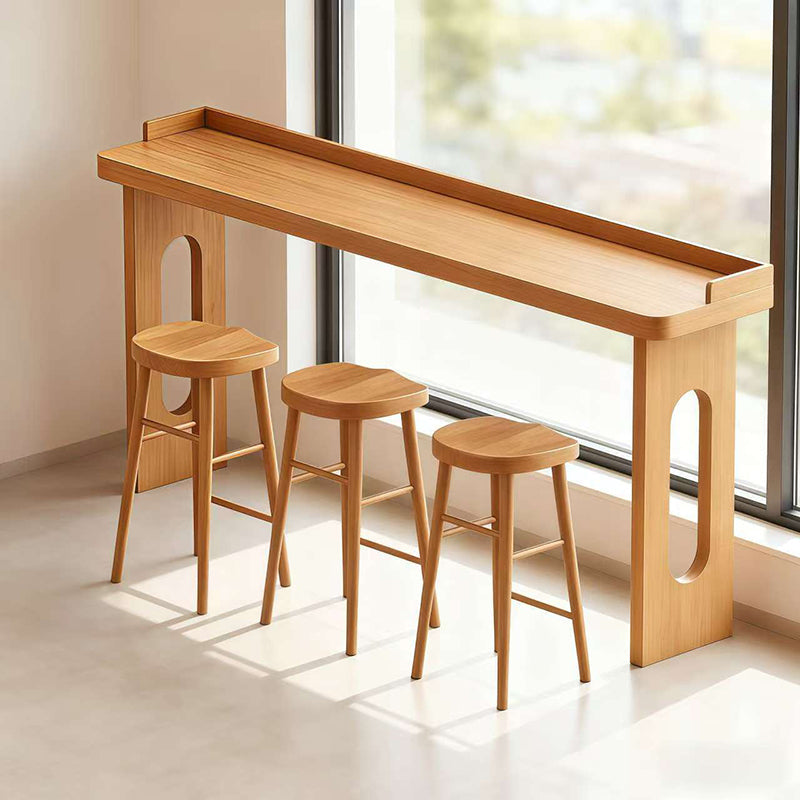 Elegant Modern Minimalist Solid Wood Rectangular Bar Table for Dining Rooms & Cafés