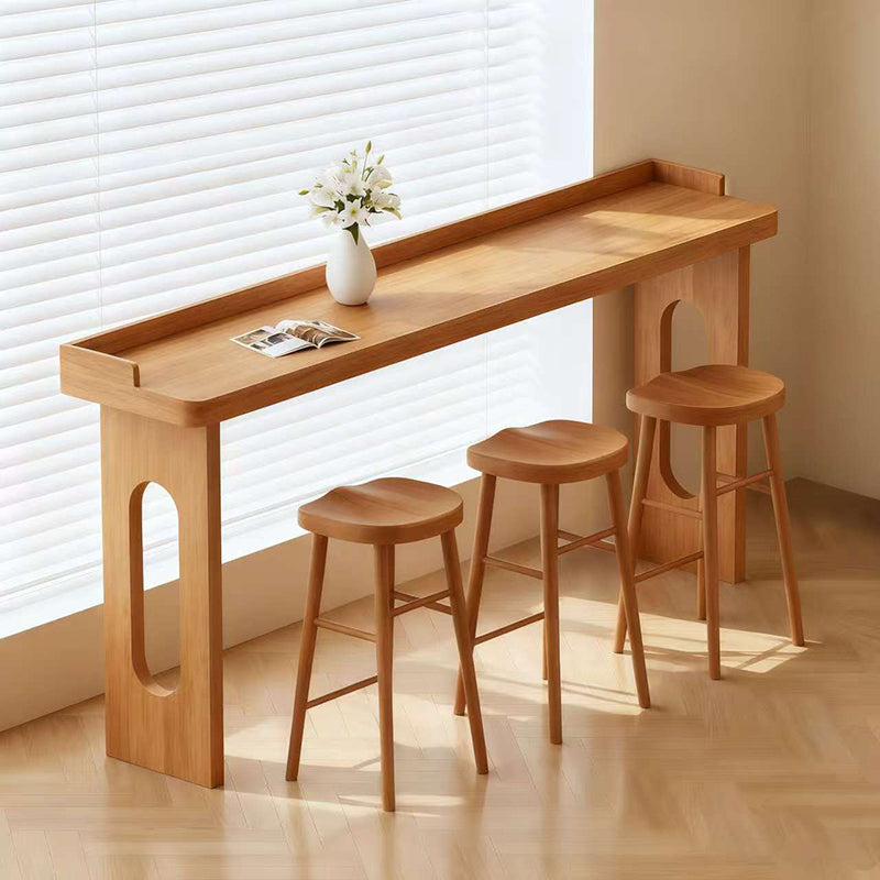 Elegant Modern Minimalist Solid Wood Rectangular Bar Table for Dining Rooms & Cafés