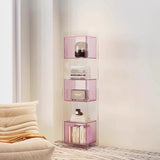 Sleek Modern Acrylic 5-Tier Rectangular Storage Shelf with Open-Display Bookcase for Living Room & Home Office