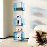 Sleek Modern Acrylic 5-Tier Rectangular Storage Shelf with Open-Display Bookcase for Living Room & Home Office