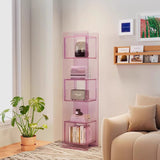 Sleek Modern Acrylic 5-Tier Rectangular Storage Shelf with Open-Display Bookcase for Living Room & Home Office