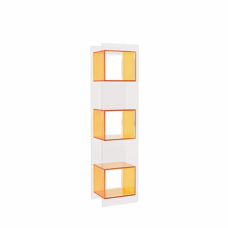 Sleek Modern Acrylic 5-Tier Rectangular Storage Shelf with Open-Display Bookcase for Living Room & Home Office