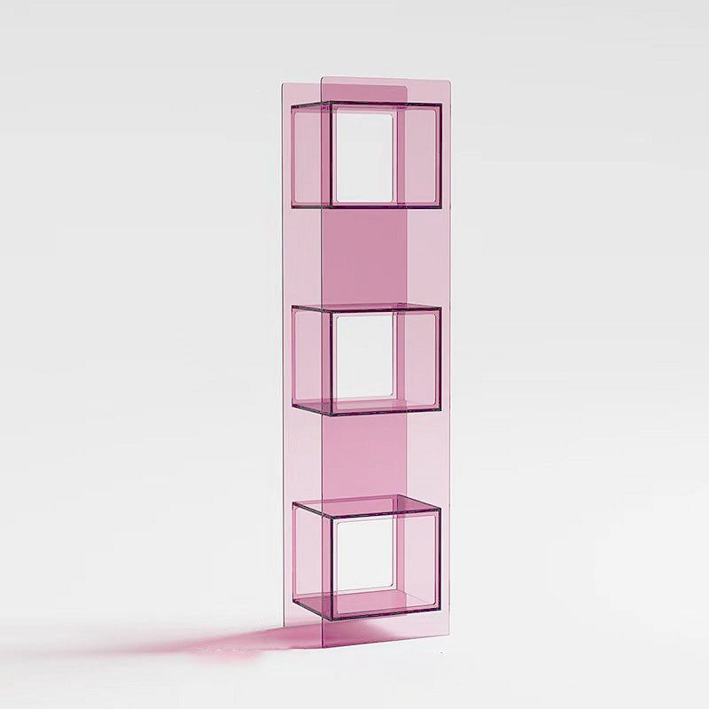 Sleek Modern Acrylic 5-Tier Rectangular Storage Shelf with Open-Display Bookcase for Living Room & Home Office