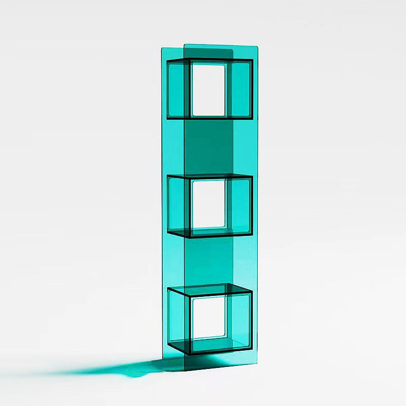 Sleek Modern Acrylic 5-Tier Rectangular Storage Shelf with Open-Display Bookcase for Living Room & Home Office