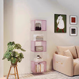 Sleek Modern Acrylic 5-Tier Rectangular Storage Shelf with Open-Display Bookcase for Living Room & Home Office