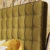 Velvet Sustainable Solid Wood Bed Frame - Vintage Cottage Olive Green Tufted Design