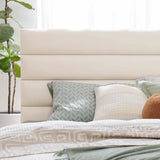Elegant Pearl Microfiber Leather Upholstered Headboard Bed Frame - Luxury Refined Smooth Edges Bed For Your Bedroom