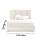 White Vertical Channel Tufted Headboard Bed Frame - French-Style Soft Upholstery & Clean Edge Bed For Your Bedroom