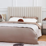 White Vertical Channel Tufted Headboard Bed Frame - French-Style Soft Upholstery & Clean Edge Bed For Your Bedroom