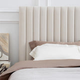 White Vertical Channel Tufted Headboard Bed Frame - French-Style Soft Upholstery & Clean Edge Bed For Your Bedroom